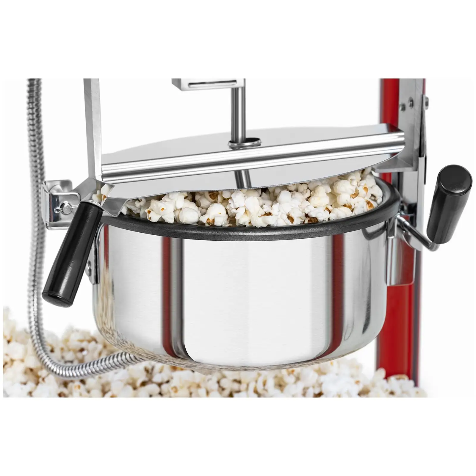 Popcorn machine - red - 1600W - stainless steel - tempered glass - Teflon