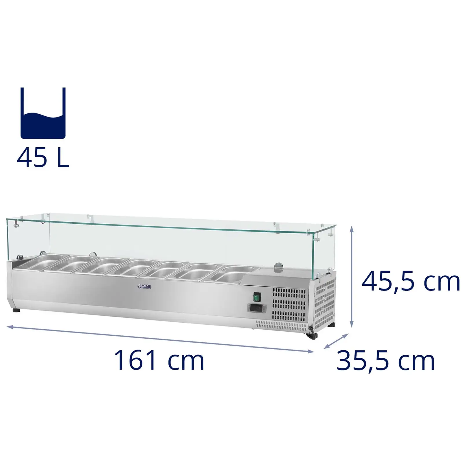 Countertop Refrigerated Display Case - 160 x 33 cm - Glass Cover