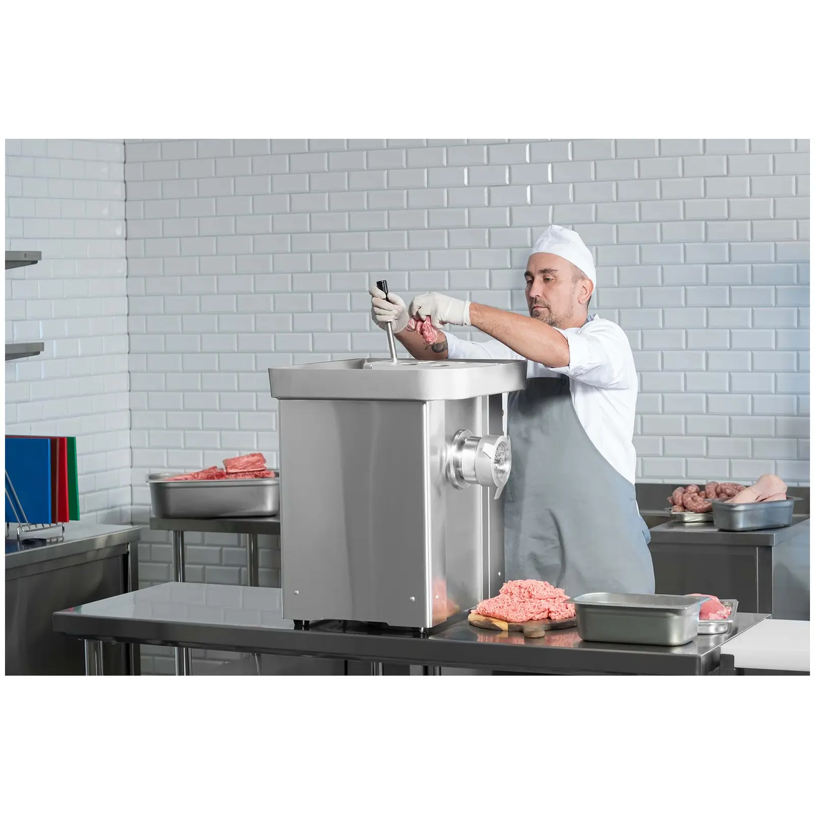 Meat Grinder - stainless steel - 800 kg/hr - with reverse gear