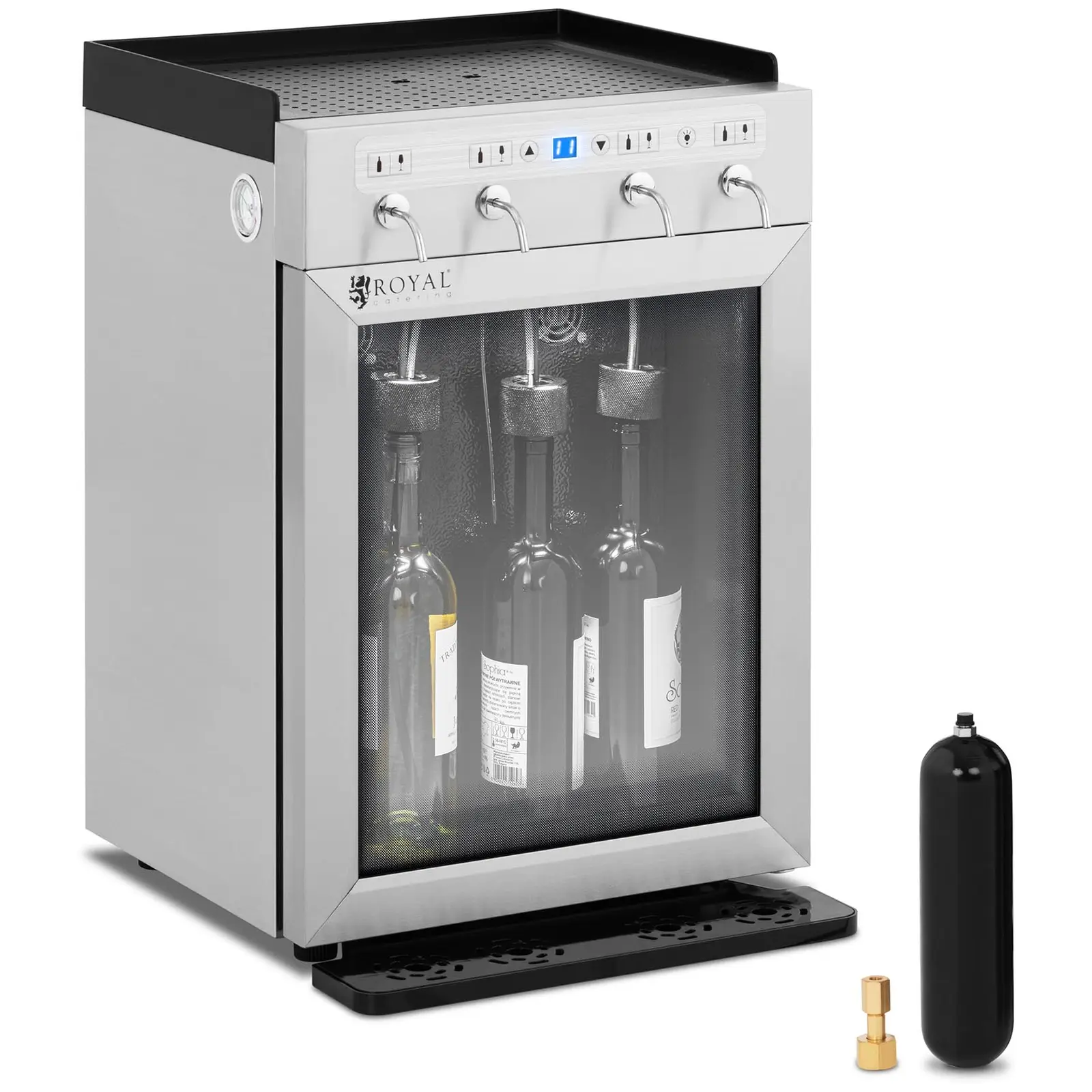 Wine Fridge - with taps - 4 bottles - stainless steel