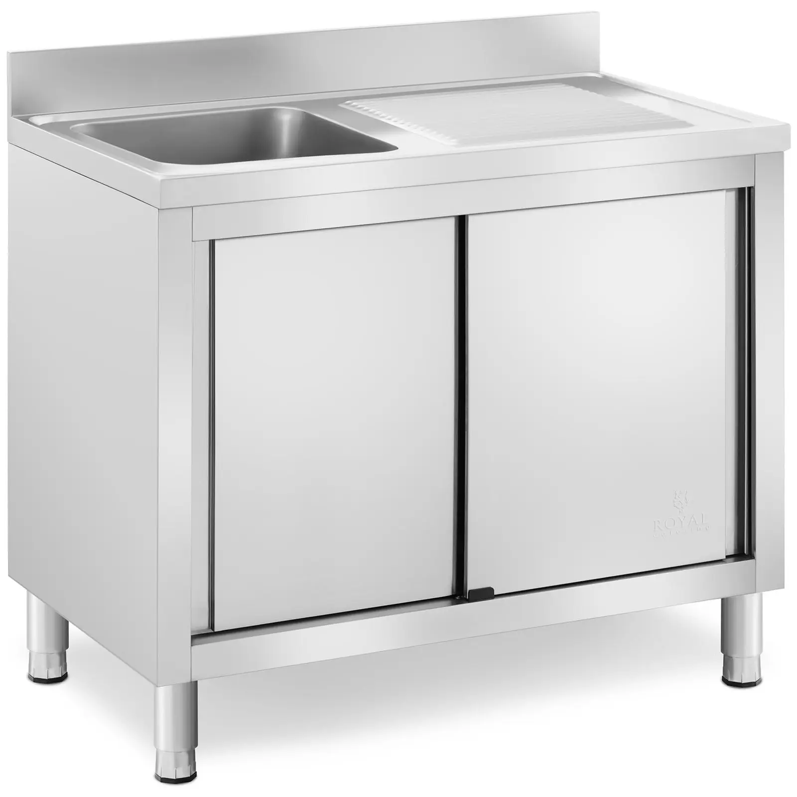 Commercial Kitchen Sink Unit - 1 basin - Royal Catering - Stainless steel - 400 x 400 x 240 mm