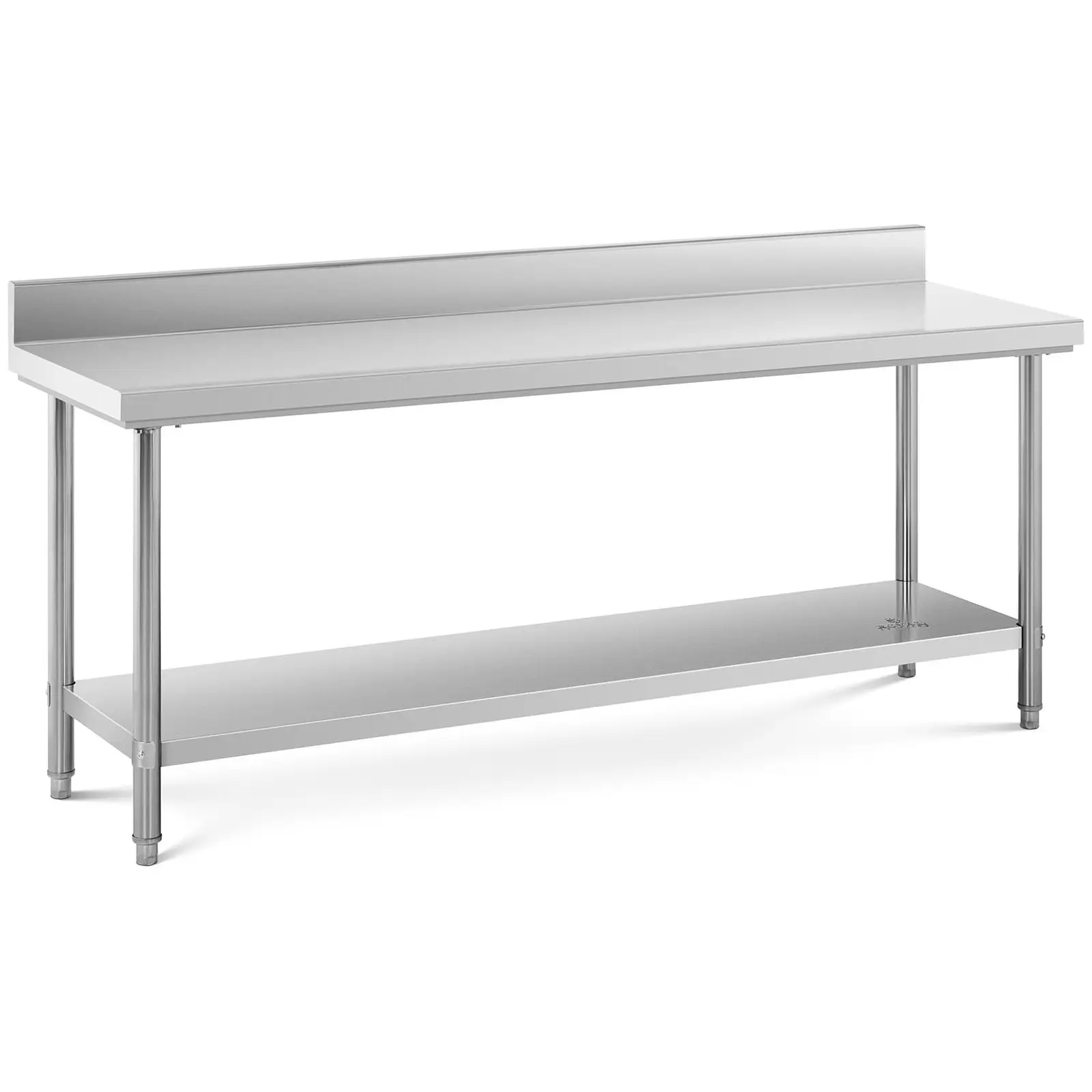 Stainless Steel Work Table - 200 x 60 cm - upstand - 240 kg load capacity - Royal Catering