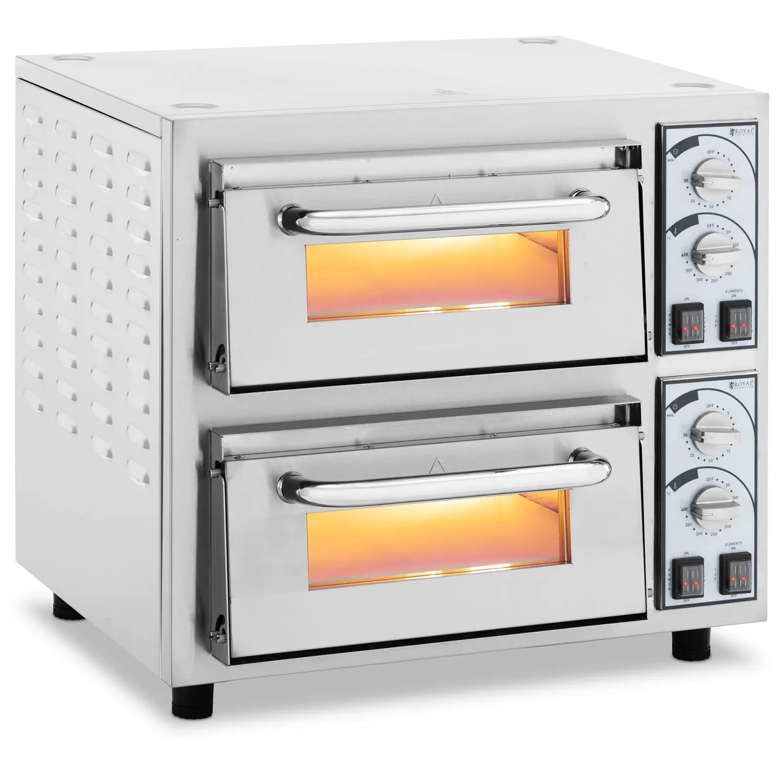 Pizza Oven - 2 chambers - 4400 W - Ø 35 cm - refractory stone - Royal Catering