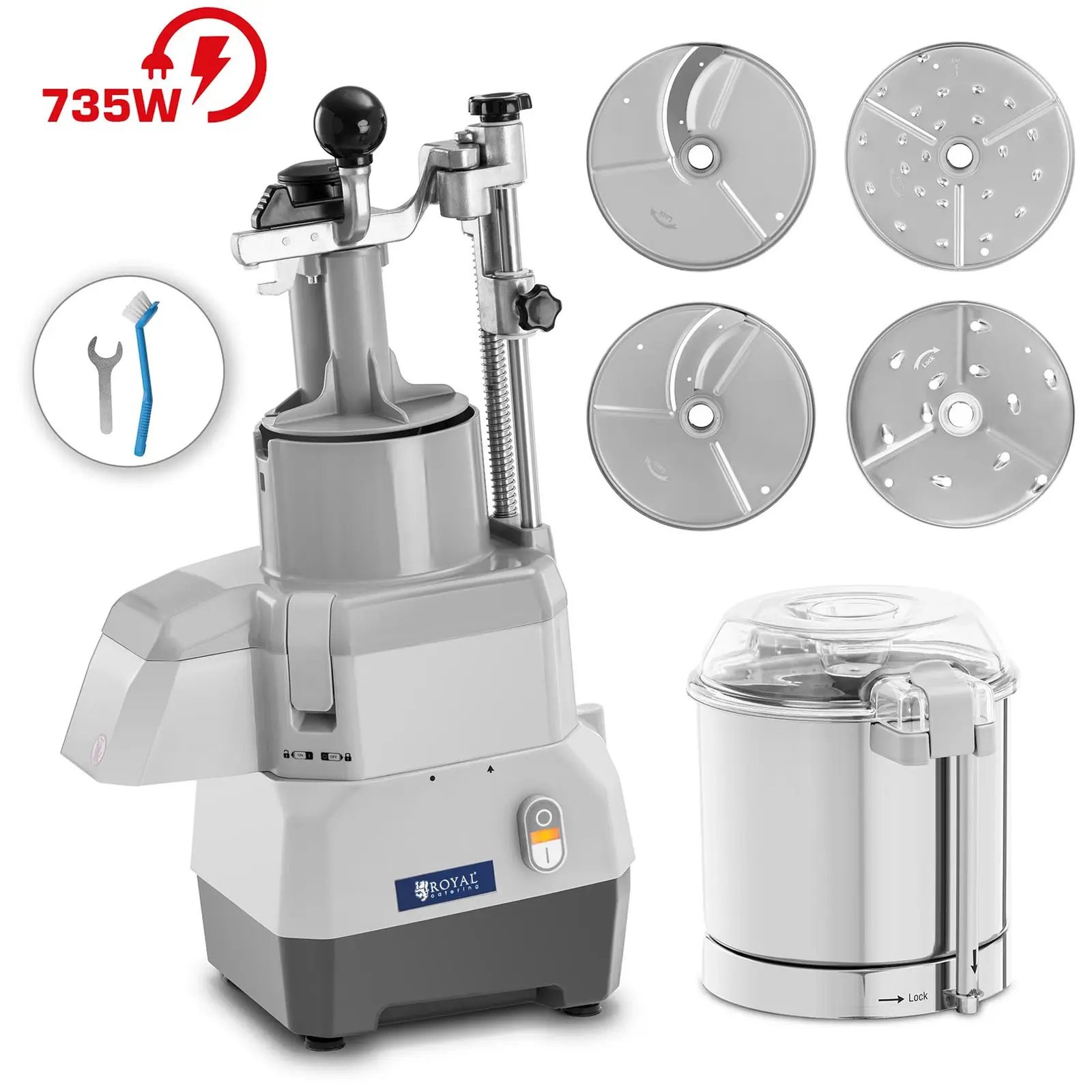 Vegetable slicer electric plus table cutter 5 l - 735 W - 4 knife discs - Ø 174 mm - Royal Catering