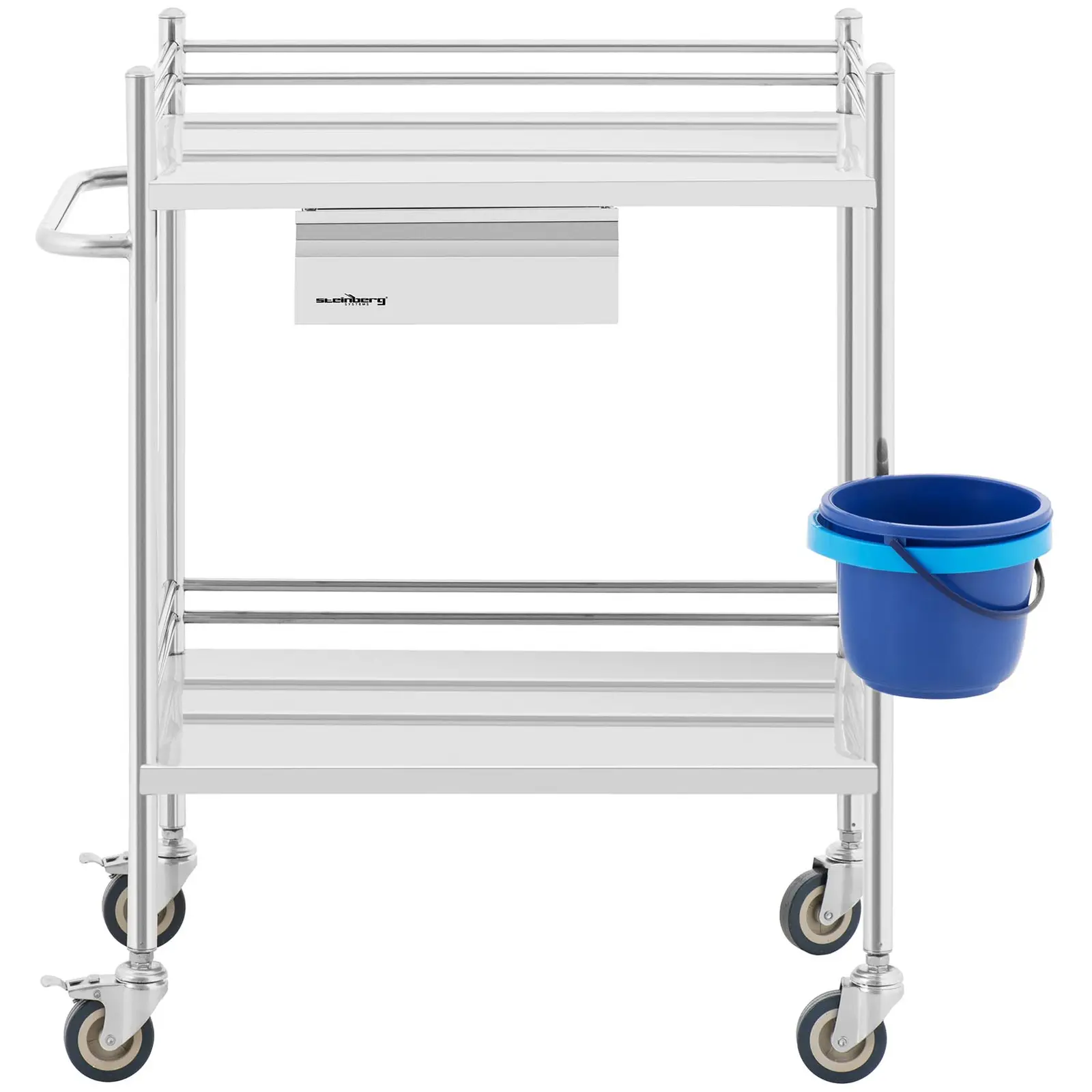 Laboratory Trolley - stainless steel - 2 shelves each 60 x 40 x 12.5 cm - 1 drawer - 40 kg