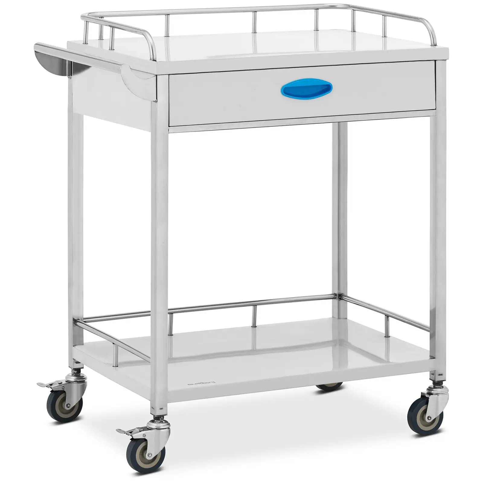 Factory second Laboratory Trolley - stainless steel - 2 shelves each 60 x 41 x 14.5 cm - 1 drawer - 40 kg