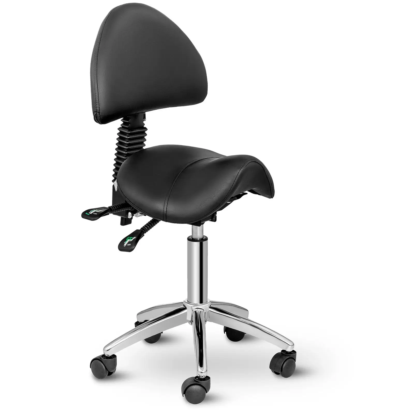 Saddle Chair with Back Support - 550-690 mm - 150 kg - Black