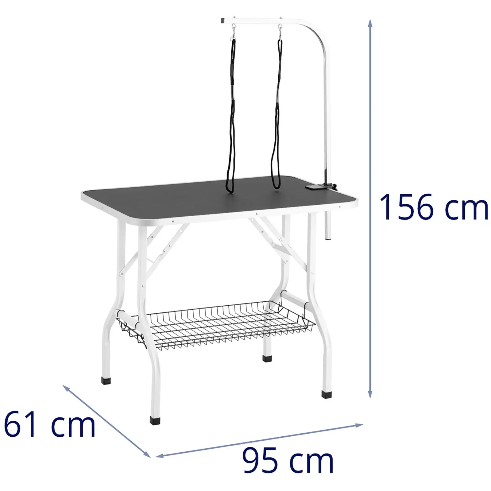 Dog Grooming Table - 910 x 610 mm - 70 kg - 2 loops - shelf