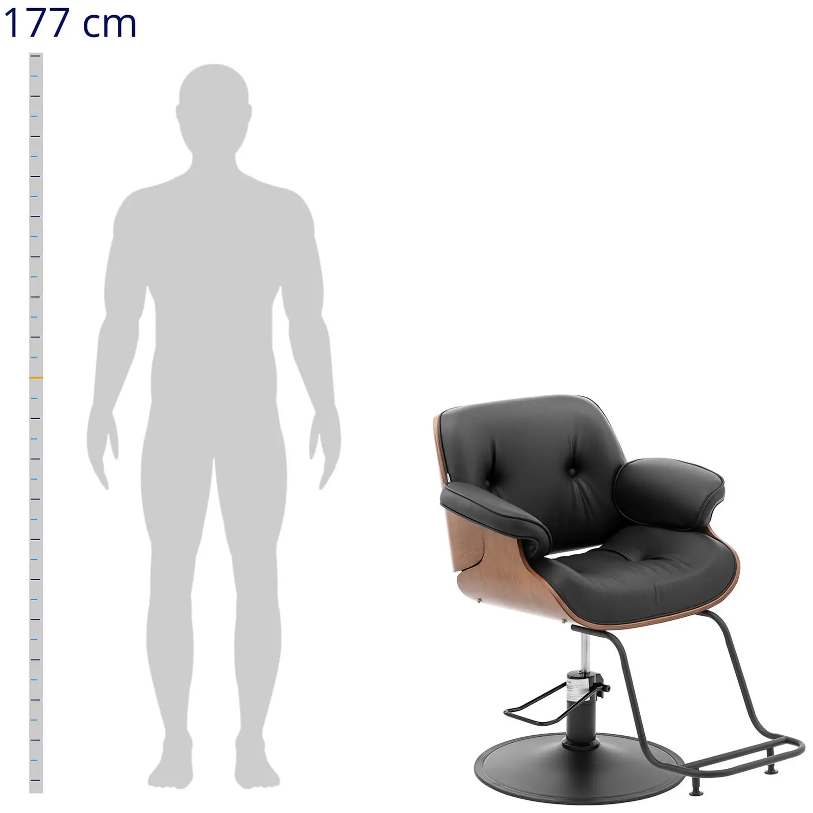 Salon Chair with Footrest - 830 - 960 mm - 200 kg - Filey Black