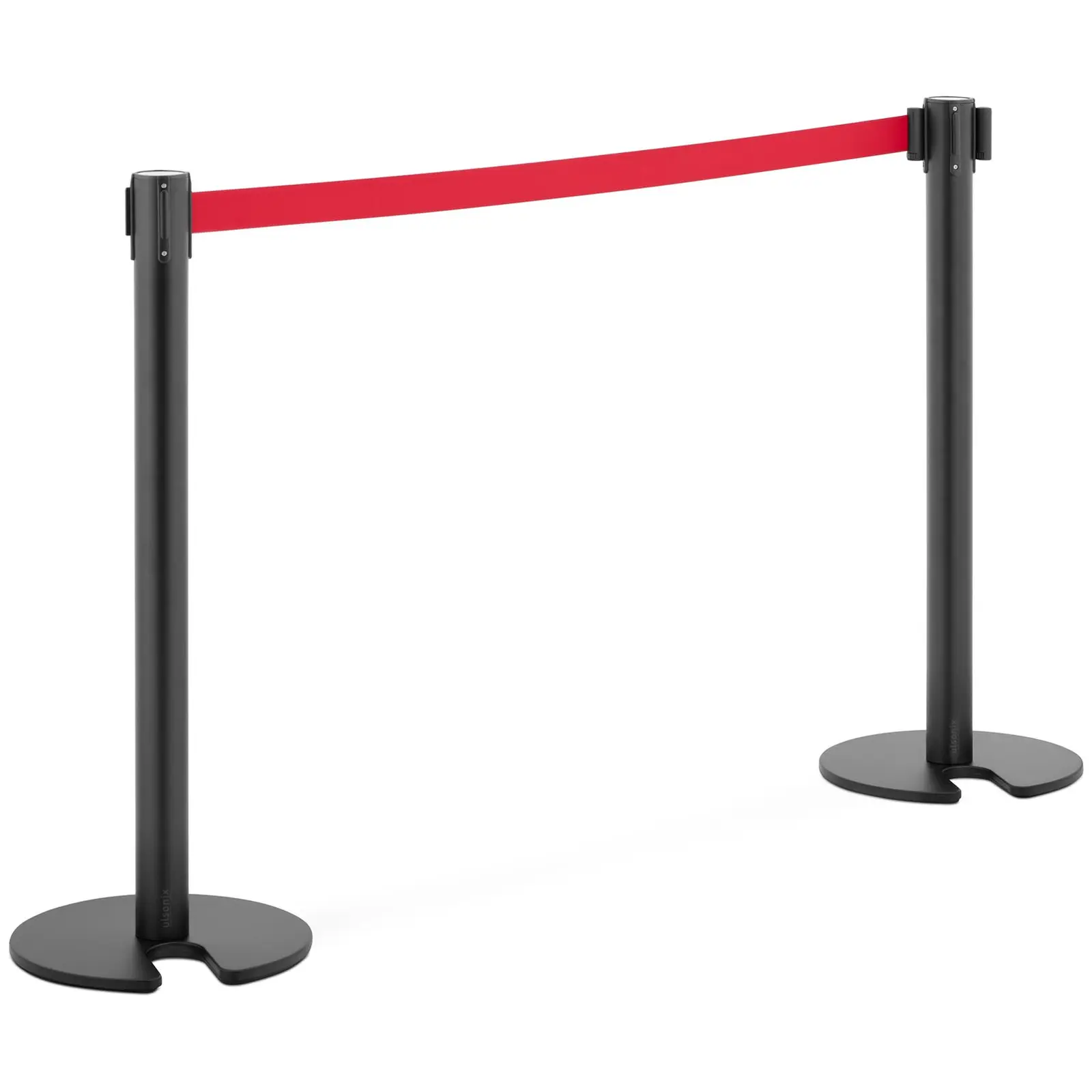 2 Barrier Stands – with strap - 200 cm - black coated - stand with notch