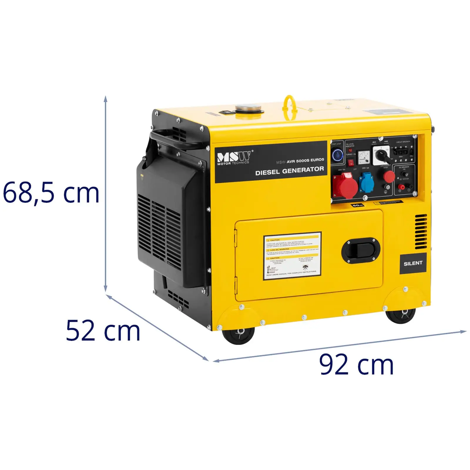 Diesel Generator - 4250 / 5000 W - 16 L - 240/400 V - mobile - AVR - Euro 5