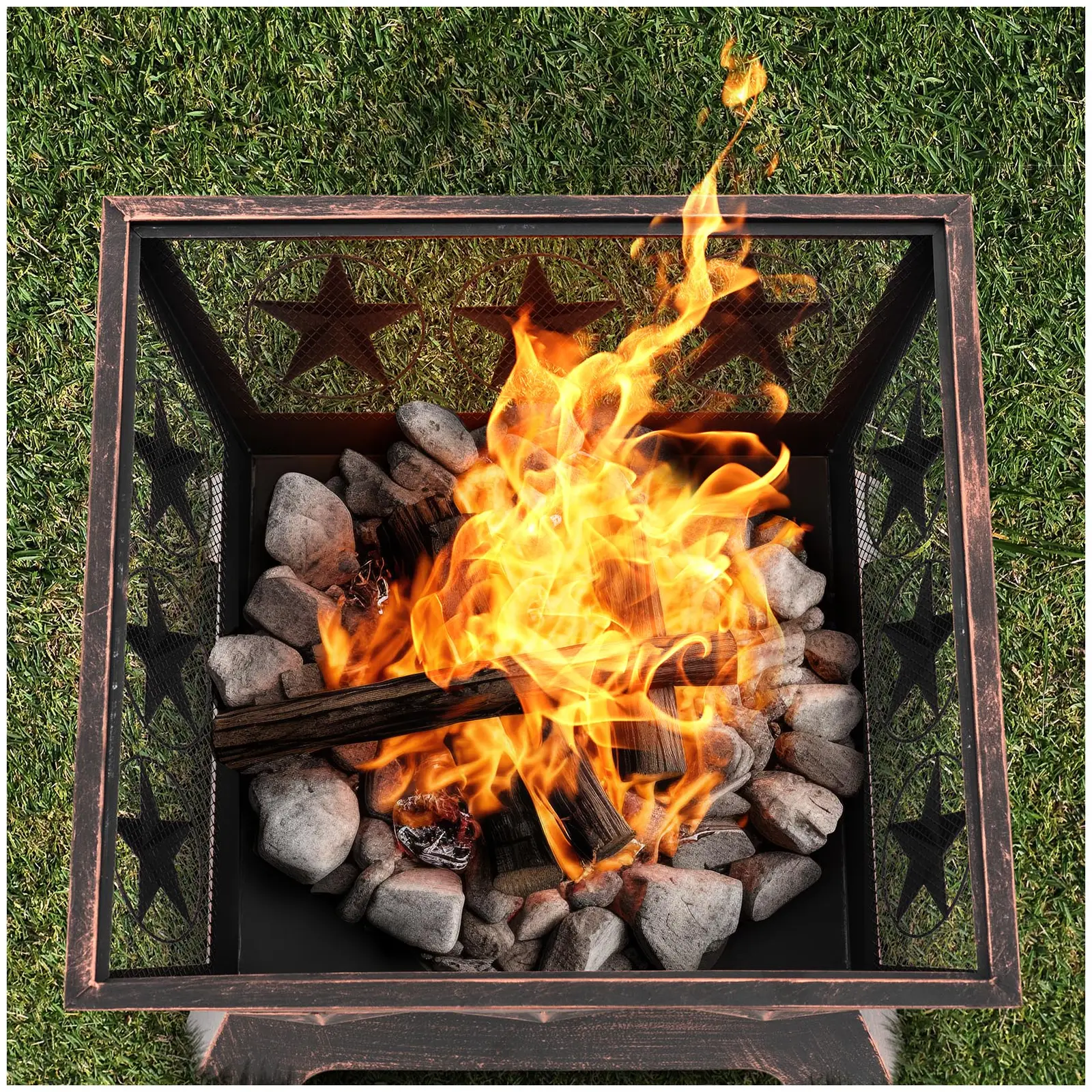 Fire Pit - 61 x 61 x 53 cm - bronze coating