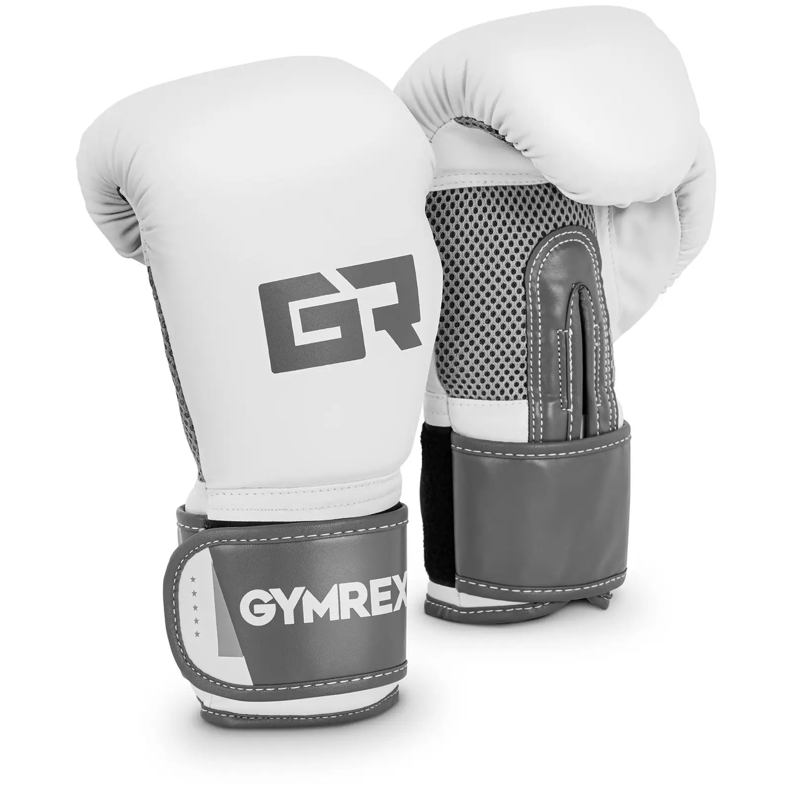 Boxing Gloves - 8 oz - interior mesh - white and light metallic grey