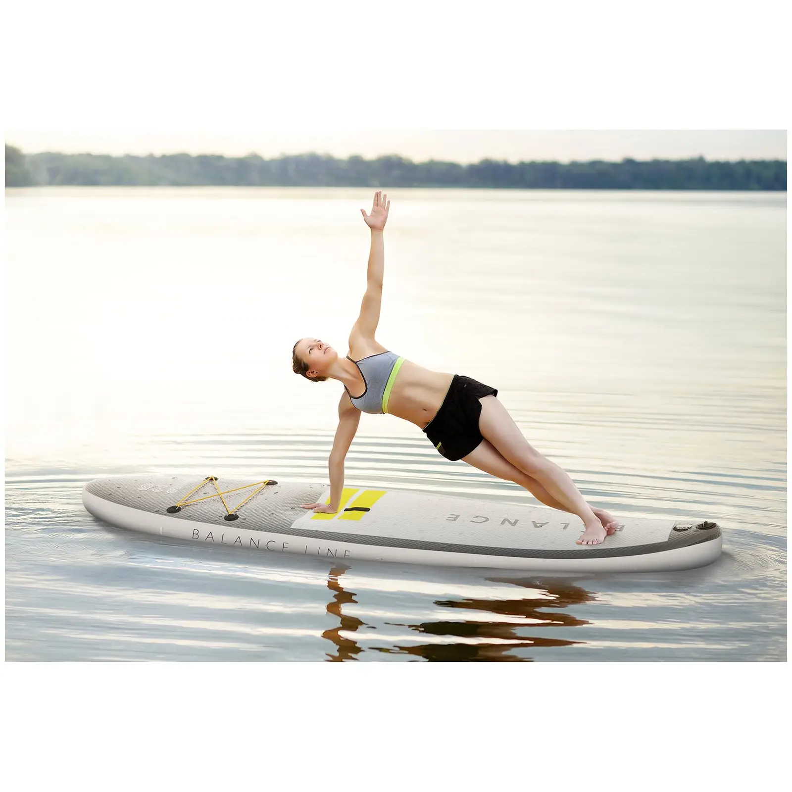 Inflatable SUP Board - 145 kg - black/yellow - set with paddle and accessories