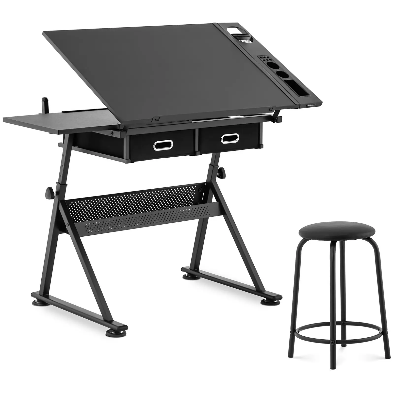 Drafting Desk - 115 x 60 cm - tiltable and height-adjustable - with stool