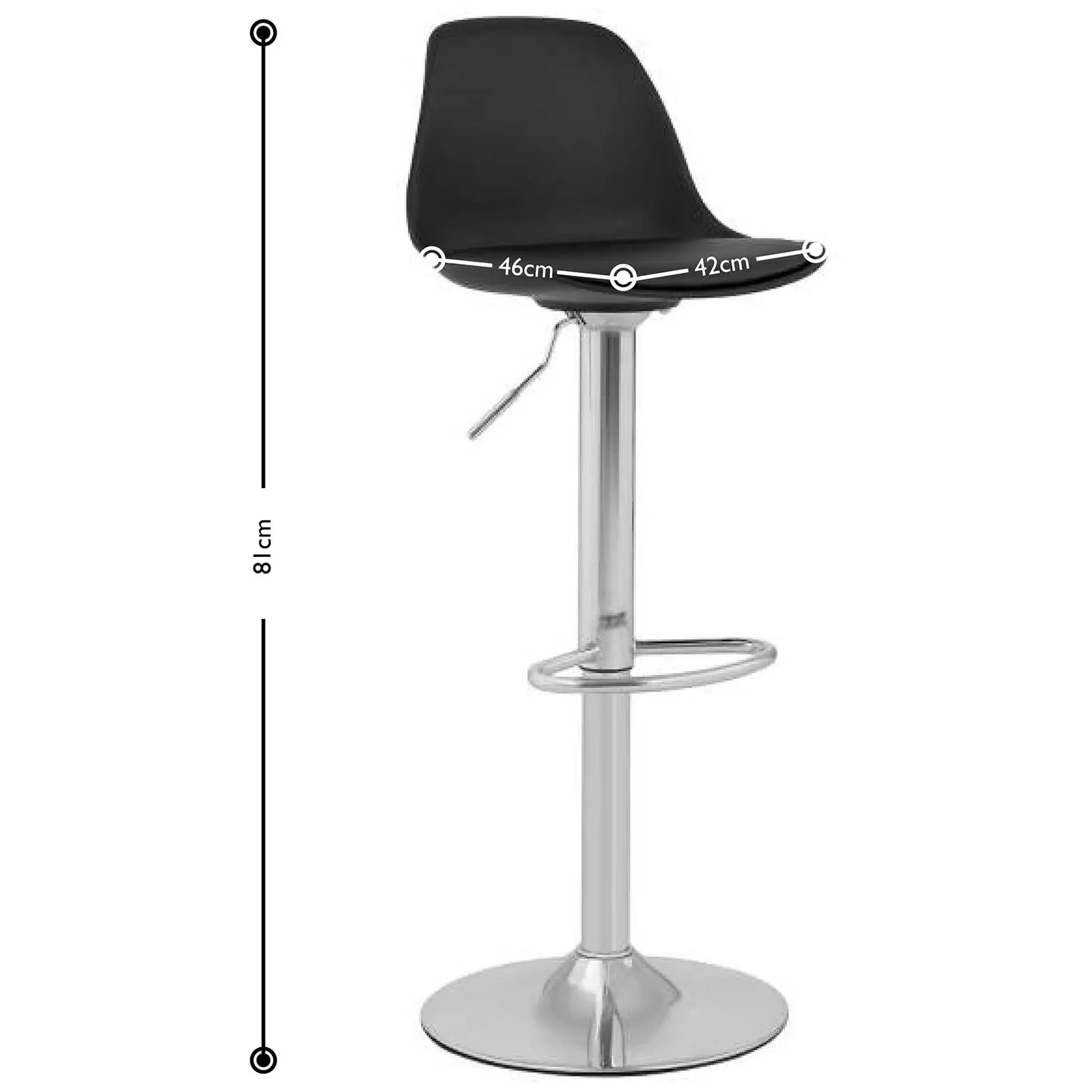 Factory second Bar Stools - set of 4 - with back - chrome-plated steel base - black