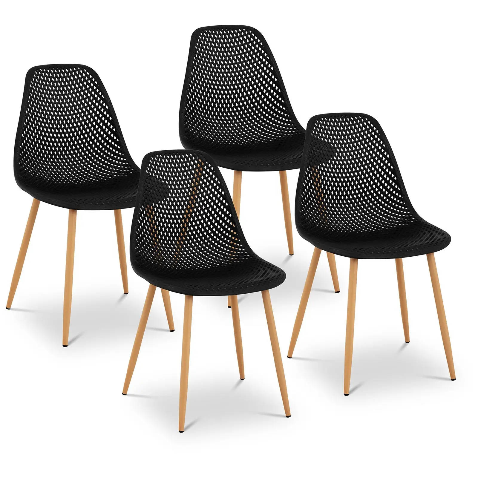 Chair - set of 4 - up to 150 kg - seat 52 x 46.5 cm - black