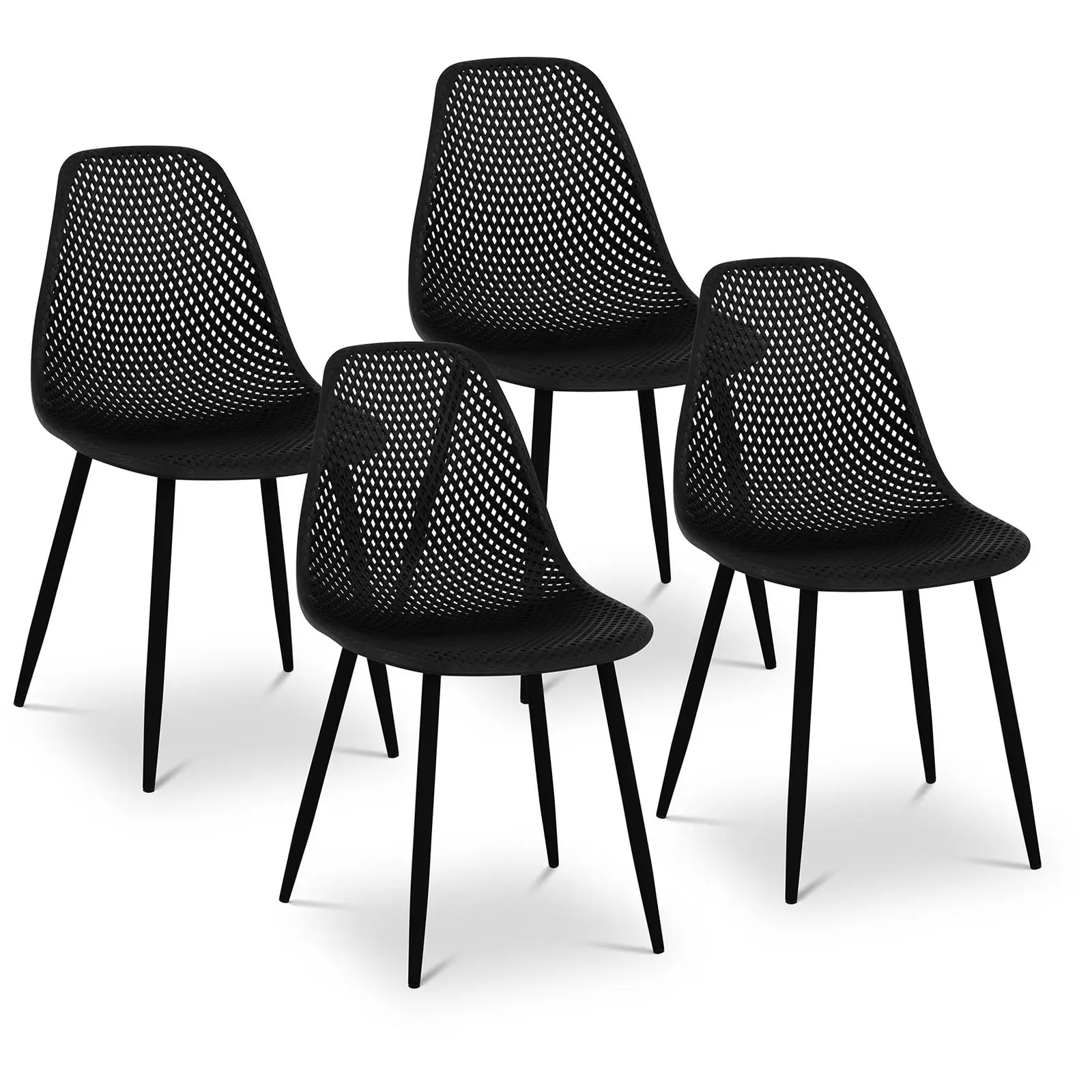 Chair - set of 4 - up to 150 kg - seat 52 x 46.5 cm - black